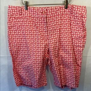 Talbots Pink and White Bermuda Shorts Vibrant Pattern